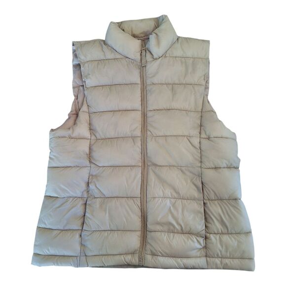 Love Tree Ultra Light Travel Packable Puffer Vest Women's Juniors L Khaki Zip Up - Picture 14 of 16